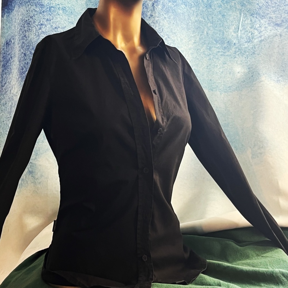 MOSCHINO Black Button Down Top